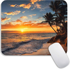 Square Mouse Pad Beach Sunset, Personalized Premium-Textured Custom Mouse Mat De
