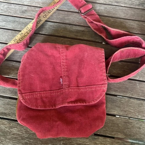 Vintage Levi’s Corduroy Red Purse Messenger Handbag Crossbody 90s Y2K Small