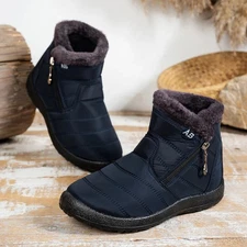Waterproof Winter Women Shoes Snow Boots Fur-lined Slip On Warm Ankle Size US