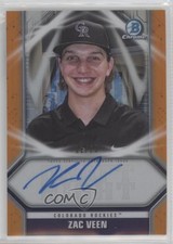 2020 Bowman Draft Chrome Night Orange Refractor 11/25 Zac Veen #DNA-ZV Auto 0ed