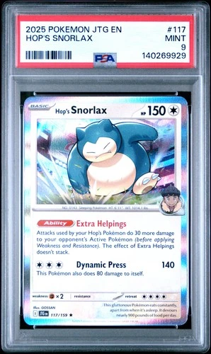 2025 POKEMON JTG EN-JOURNEY TOGETHER #117 HOP'S SNORLAX PSA 9