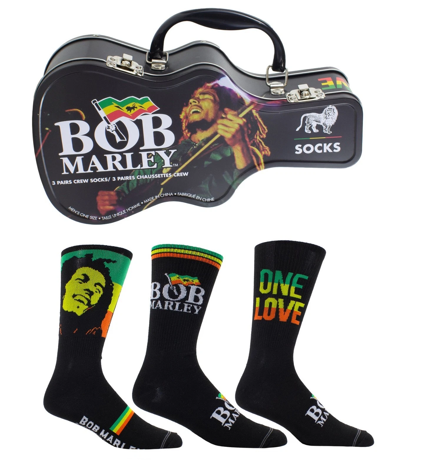 Mens Officially Licensed Tin Of 3 Pairs of Bob Marley Socks