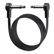 3FT Guitar Patch Cables, 1/4" TS Right Angle Effect Pedal Flat 3 FT, Black