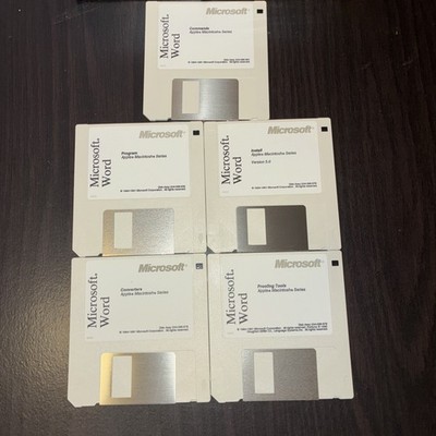 Lot of (5) Vintage Microsoft Works V3.0 3.5'' Floppy Disks for Apple Macintosh 