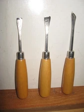 Lot of 3 Vintage Wood Carving Chisels - NICE - Unbranded