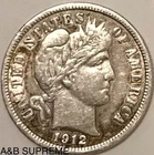 1912 Barber Dime XF-AU Extremely Fine-About Uncirculated 90% Silver