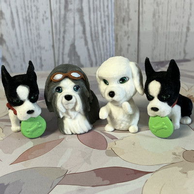 Puppy In My Pocket Lot of 4! Flocked! Spike, Riley, Carmella, and another Spike!