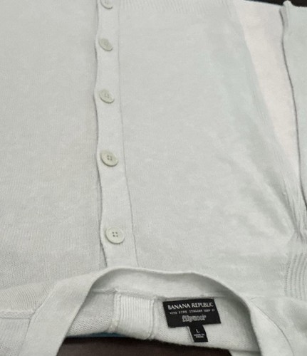 Banana Republic V-Neck Italian Merino Wool Cashmere Sweater Mint Button Back L - Bild 15 von 19