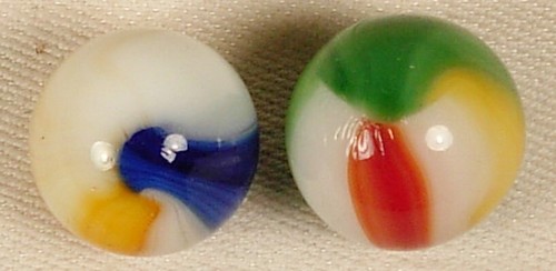 AKRO AGATE 2 PATCH MARBLES 3/4" & 13/16" NM-M - Picture 2 of 2