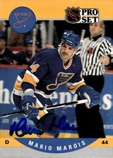 Mario Marois - Signed 1990-91 Pro Set Card #524 - St. Louis Blues