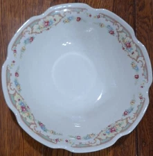 Vintage 8" Floral Serving Bowl USA Mount Clemons Scalloped Edges