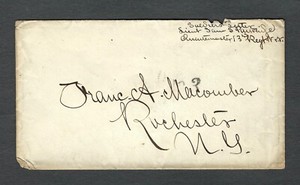 Civil War Postal History Stampless Cover - 3c Due Washington, D.C. to Rochester
