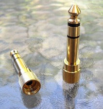 Two Gold 1/4" 6.35mm to 1/8" 3.5mm Screw-On Stereo Audio Headphone Adapters