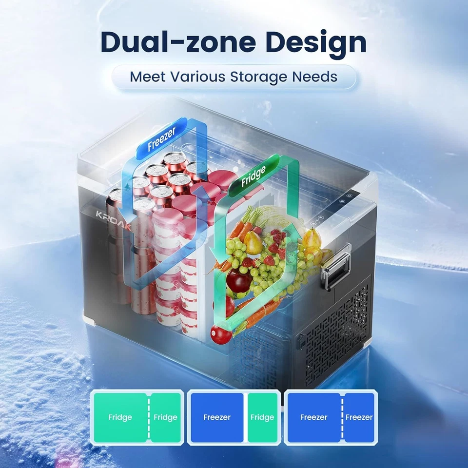 KROAK Kompressor Kühlbox 30L Auto Kühlschrank Doppelzone WIFI APP&Button - Bild 4 von 4