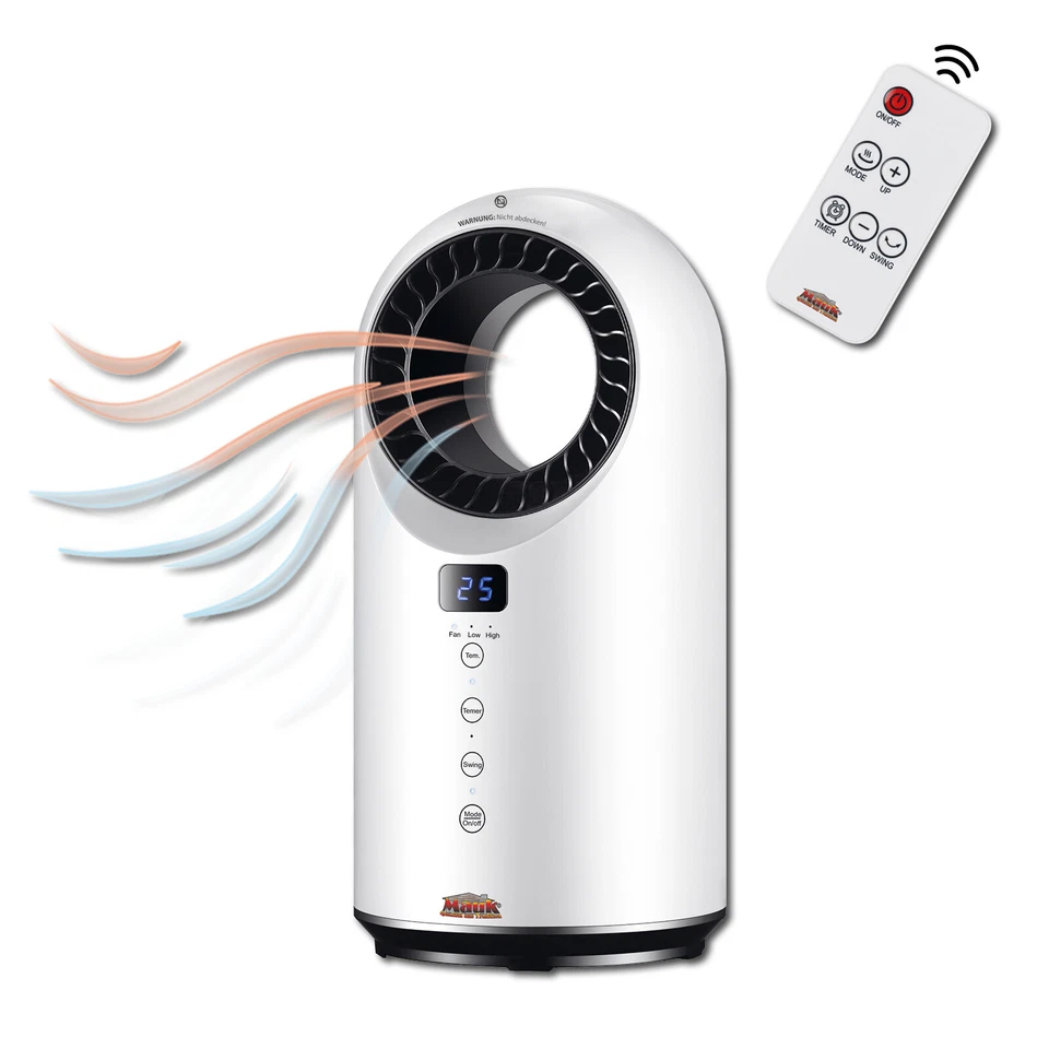 MAUK® Bladeless Badezimmer Heizlüfter & Design Smart PTC Ventilator 2 in 1 - Bild 2 von 4