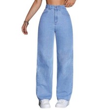 NEW SHEIN Wide Leg High Waist Jeans Size XL / 12 Light Wash Wide Leg Jeans