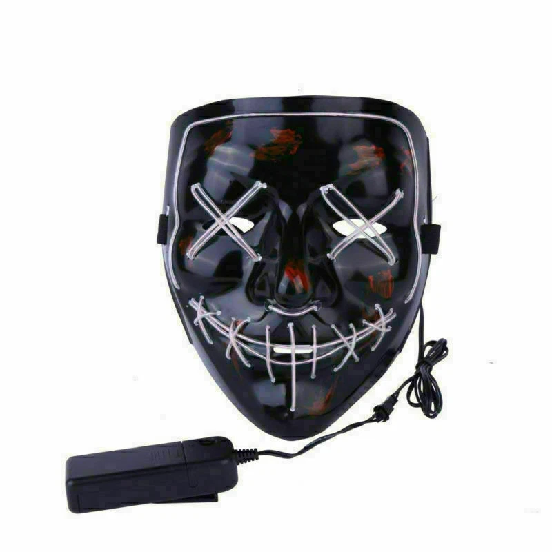 Halloween Scary Mask Cosplay Led Costume Mask EL Wire Light up Halloween Party - Image 3 of 4