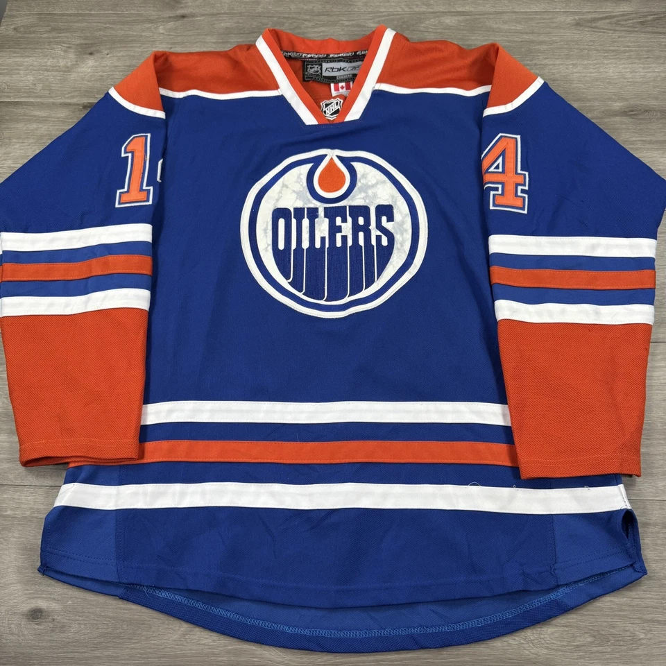 Reebok Edmonton Jordan Eberle Oilers Jersey NHL 52 Blue Orange Hockey - Image 2 of 4