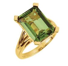 1.5ct Lab-Created Green Peridot Solitaire Engagement Ring 14k Yellow Gold Plated