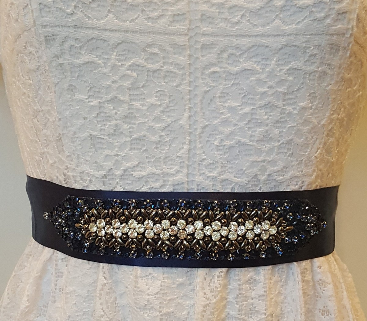black beaded belt for wedding dress Bridal accessories sash ombre design crystal on satin ribbon Png Blue Dress - CI:China The belt goes all Size:42 Long