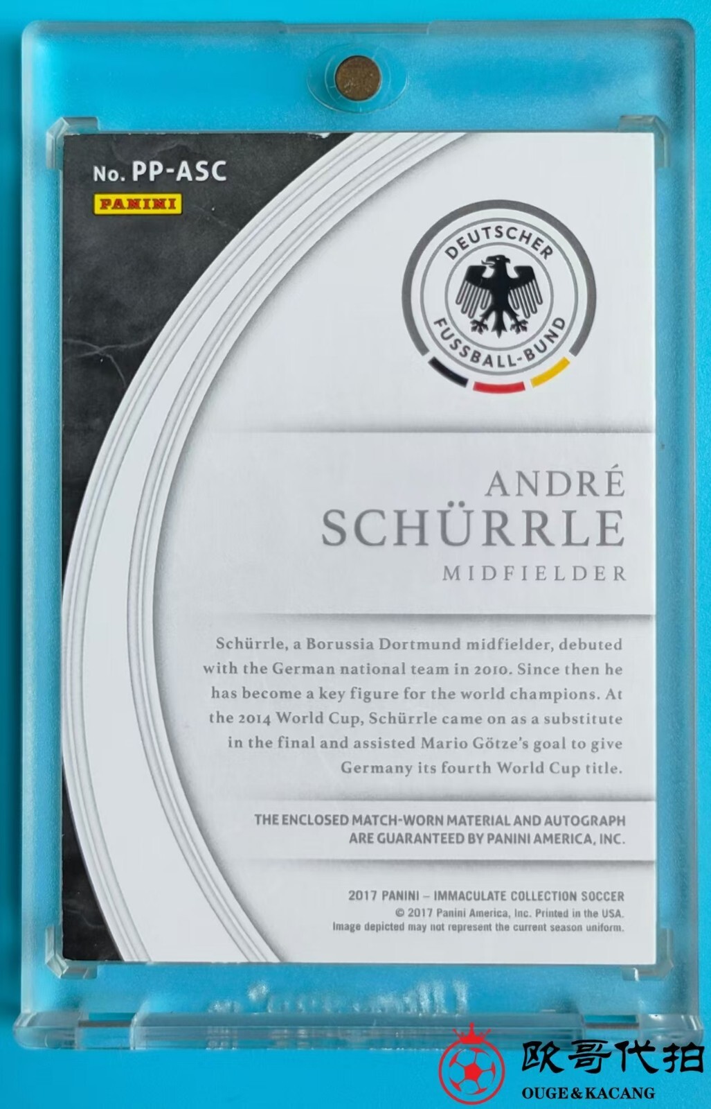 2017 Immaculate Germany André Schürrle Match-worn Patch Auto 5/9 jersey number view 2