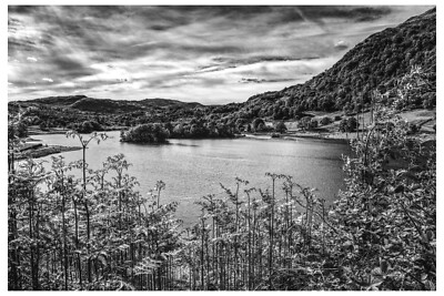 VIEWS OVER RYDAL WATER, LAKE DISTRICT NATIONAL PARK,  UK - 18'' x 12'' PRINT - BW