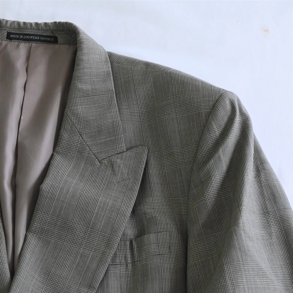 Chaqueta Abrigo Deportivo Pierre Balmain 42L Marrón Glenn Check 100% Lana Doble Pecho Foto 2 de 4