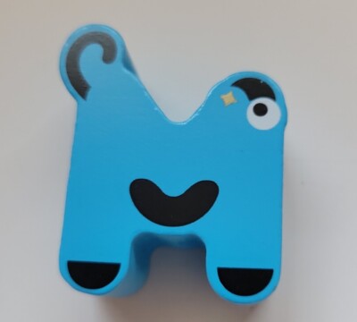 FAO Schwarz Toy Wood Alphabet Puzzle Animal Replacement Blue