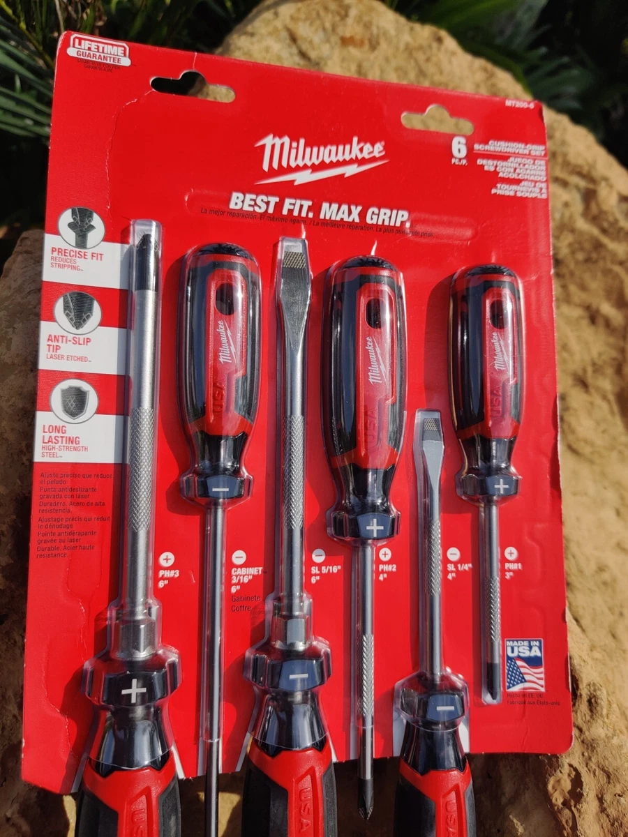 Milwaukee 6pc cushion 2024 grip screwdriver kit