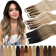 Tape in Hair Extensions Human Hair Invisible Glue PU Skin Weft Premium Remy Hair