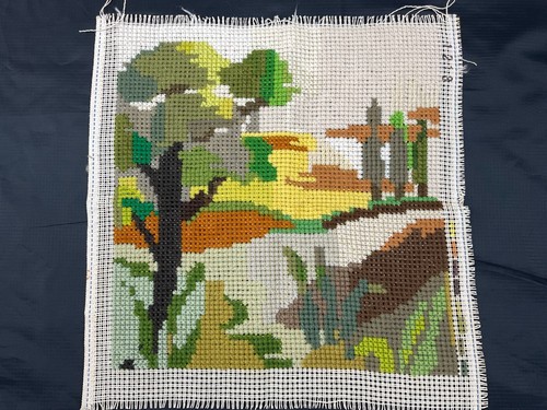 Vintage Hand Embroidered Picture Ukrainian Tapestry Finished Completed Folk Art