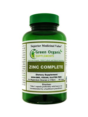 Green Organic Supplements' Zinc with all Natural Cofactors, Improve Absorption