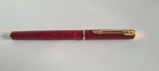 STYLO PLUME Or 18c WATERMAN APOSTROPHE LAQUE MARBRE ROUGE Vintage années 1990