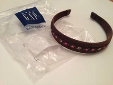 Baby Gap Dylan Brownie Corduroy Headband with Embroidered Floral Ribbon NWOT