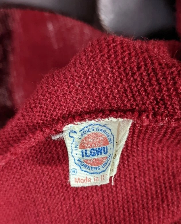 Suéter Tejido Rojo Carmesí Nerd Logo Fox Años 70 Vintage Hecho en Unión L JC Penney Foto 4 de 4