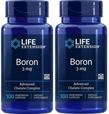 2 Bottles of Life Extension Boron 3 mg - 100 Vegetarian Capsules each - Newest