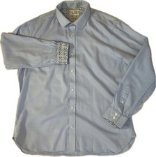 TED BAKER Endurance Slim Fit Long Sleeve Button Down Shirt Contrast Cuff Size 17