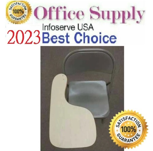 Durable Steel Folding Chair w. Tablet Arm & Book Shelf, Steel Chair w. Arm/Shelf - Picture 2 of 5