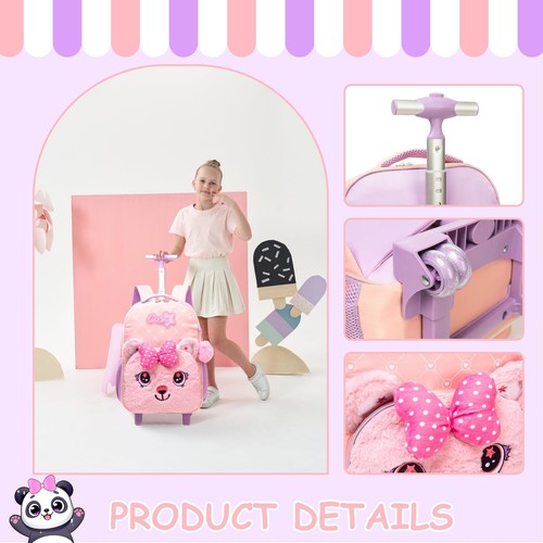 Girls Led Rolling Backpack for Kids Backpacks with Wheels Travel Luggage for ... - Picture 5 of 6