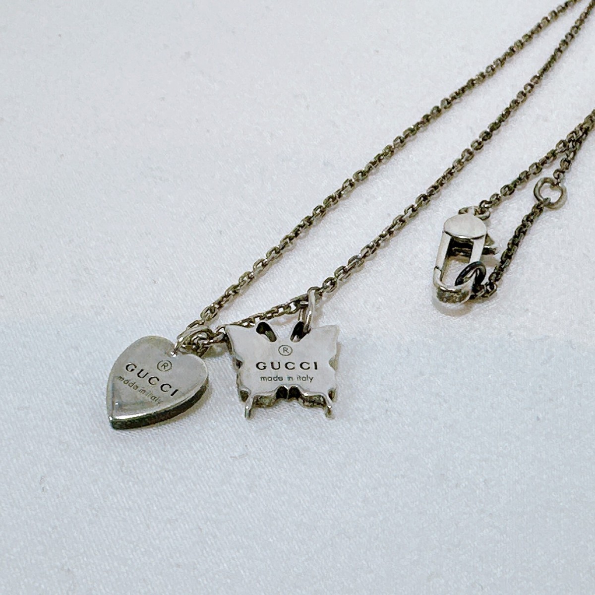GUCCI Sterling Silver Heart Butterfly Pendant Necklace | eBay