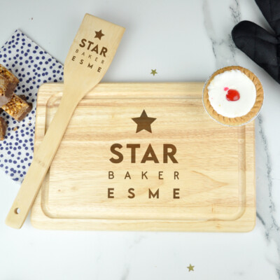 Personalisiertes Stern Bäcker Set Servieren Kuchen Brett Kuchen Ständer Backen Rührlöffel
