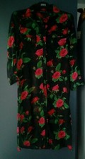 WOMENS PRETTY LITTLE THING BLACK RED AND GREEN FLORAL SHIRT DRESS UK 6