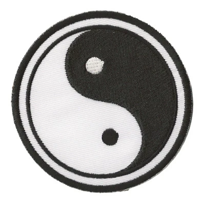 Patche écusson patche Ying Yang noir patch brodé thermocollant abdge