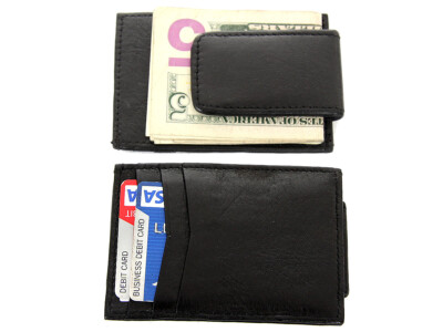 Le'aokuu Genuine Leather Slim Wallet - RFID Blocking Money Clip & Card Holder (Grey)