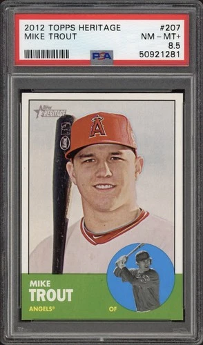 2012 Topps Heritage Mike Trout Rookie RC #207 PSA 8.5 NM-MT Los Angeles Angels