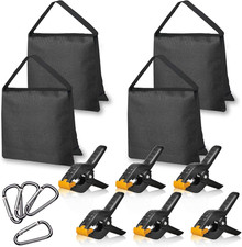 4 Packs Sand Bags Heavy Duty Sandbags Photography Accessories with 6 Spring Clam