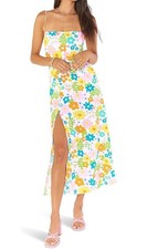 New Womens Show Me Your Mumu Linen Blend  Amalfi Coast Strap Midi Dress XS