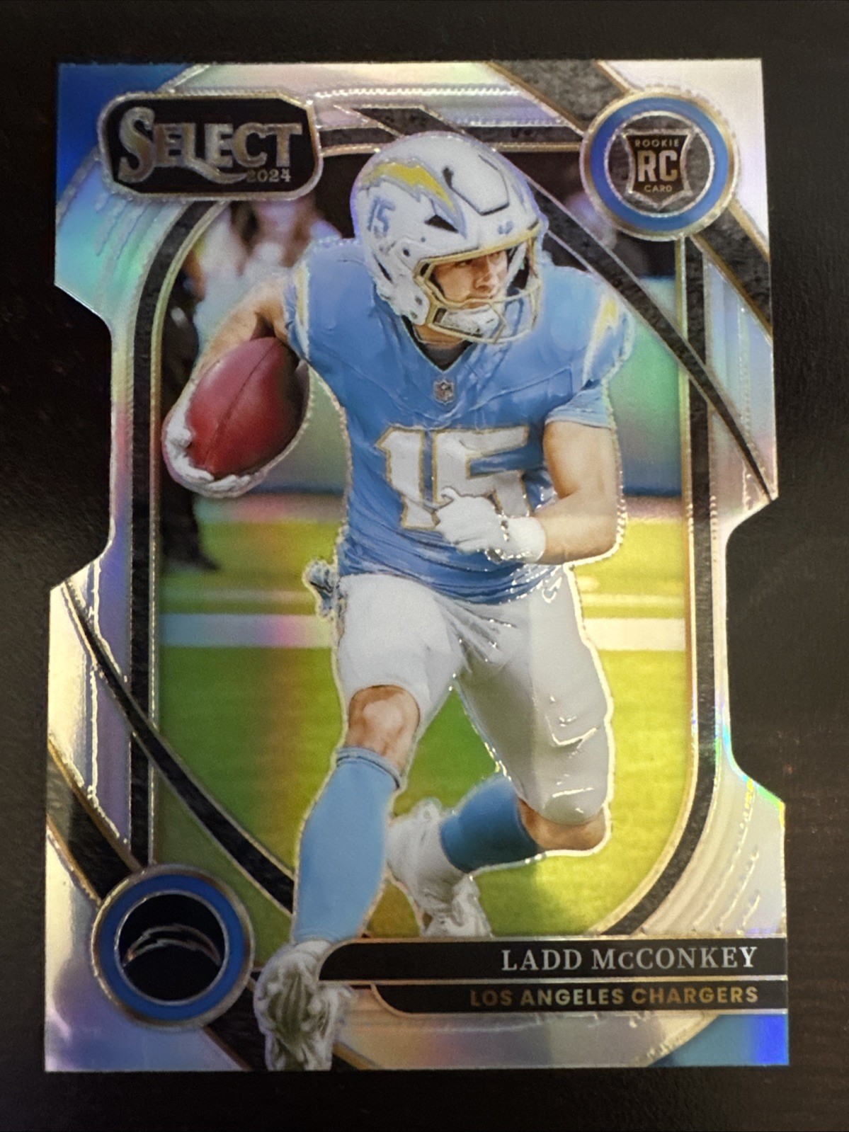 2024 Panini Select - Club Level Ladd McConkey #268 Silver Prizm Die-Cut (RC)