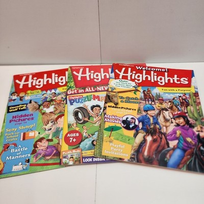 Highlights Magazines Lot Of 3 - 2014 June Sept Jan Kids Puzzle Hidden Pictures