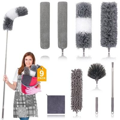Microfiber Duster for Cleaning Fan, High Ceiling, Blinds, Furniture, Cars , 9PCS